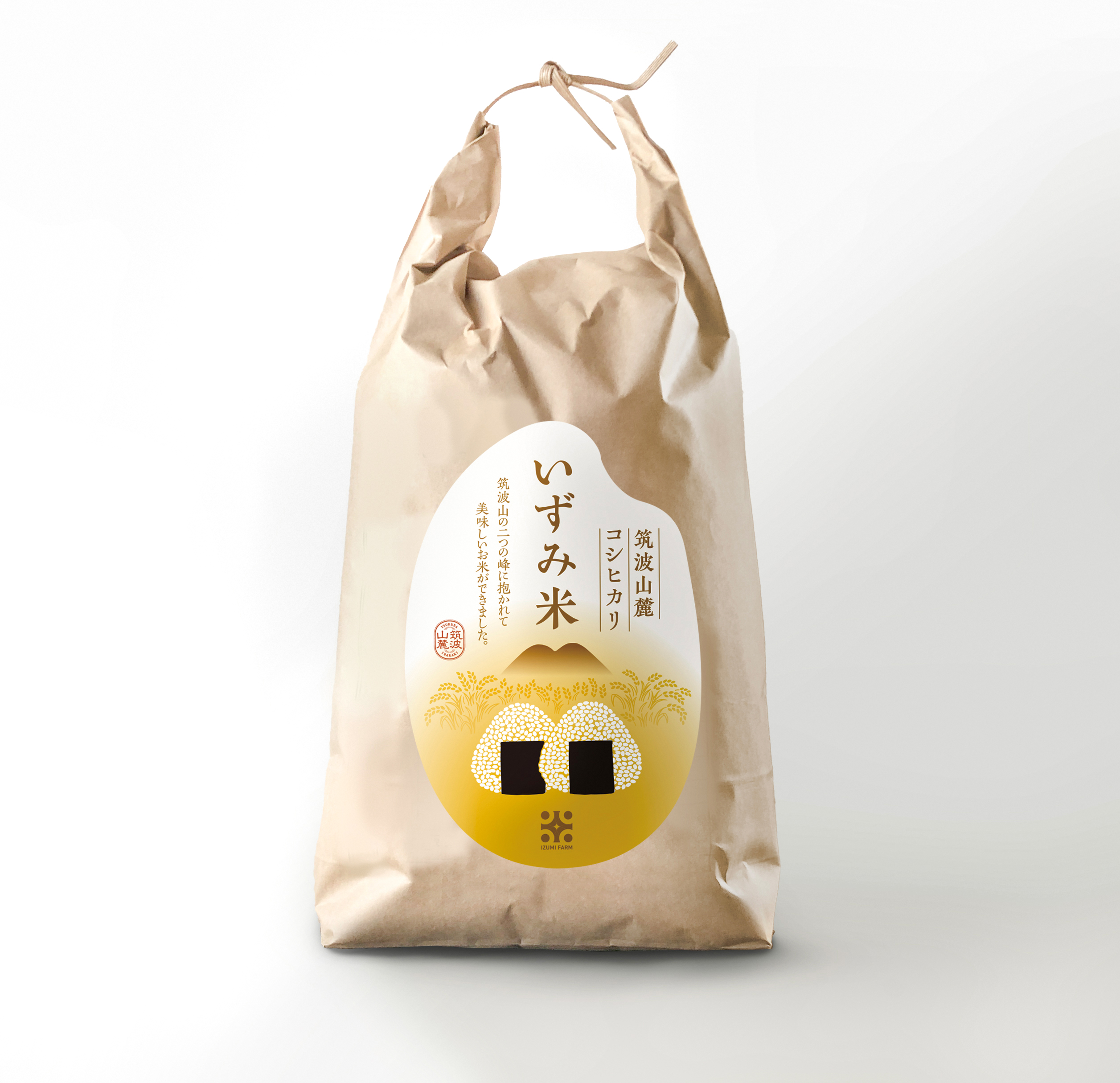 つくば市、お米のラベルデザイン。